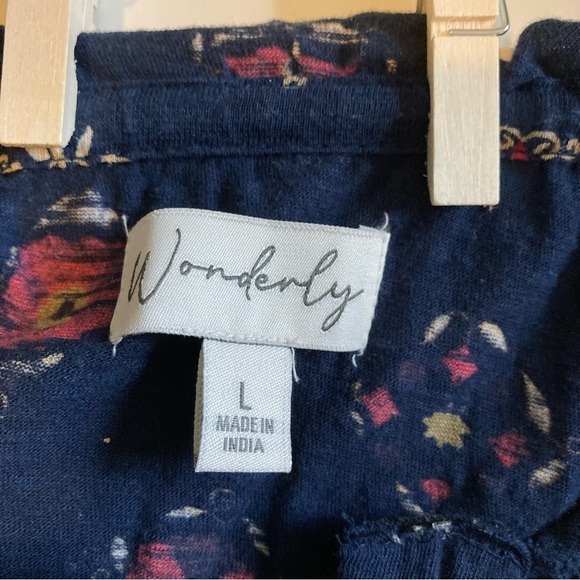 Wonderly 100% Cotton Long Sleeved Knit Blouse in Navy with Floral Design - Picture 4 of 9